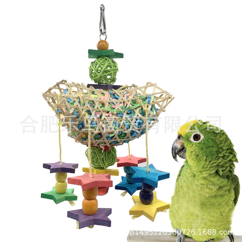 3 pcs Parrot Toy Bird Toys Vine Ball Bamboo Net Brushed Grass Chewing Toys Paper Fiber Grass Fiber Chewing Toys