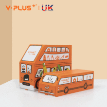 英国YPLUS 儿童尺子卷刀橡皮彩铅笔双层巴士文具大/小礼盒套装