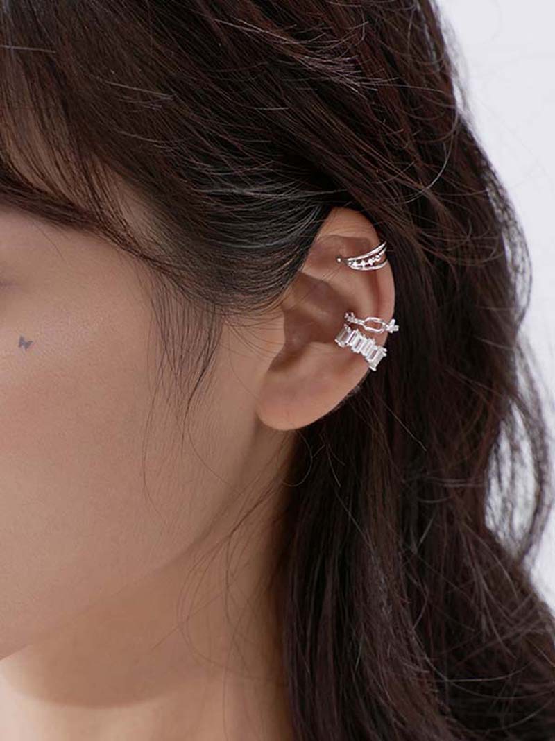 5g Weight 1 Piece IG Style Simple Style Geometric Inlay Copper Zircon Ear Cuffs