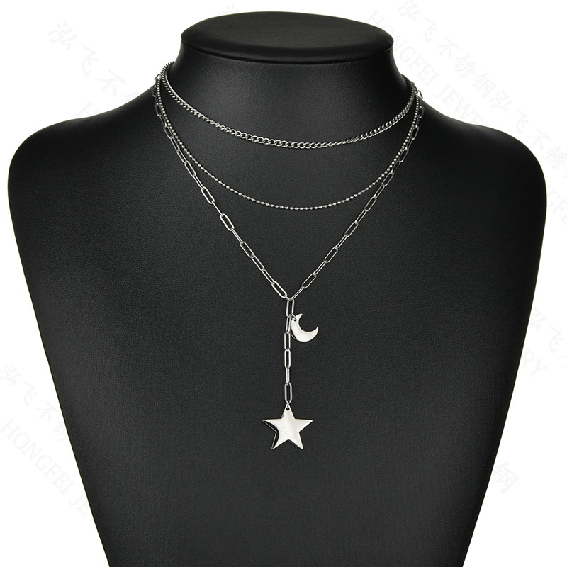 Acier Inoxydable 304 Plaqué Or 18K Placage Star Acier Au Titane Collier display picture 5