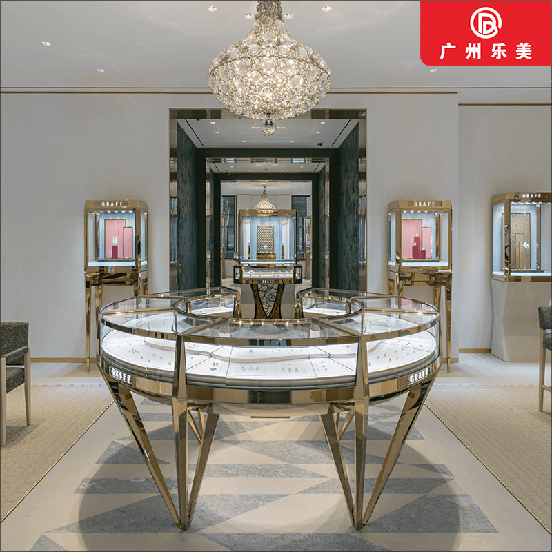 广州厂家定做圆形玻璃展柜高端品牌珠宝展示柜钻石精品柜来图定制