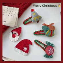聖誕快樂~韓版ins聖誕老人帽子BB夾紅色長條邊夾碎發夾發夾女發飾