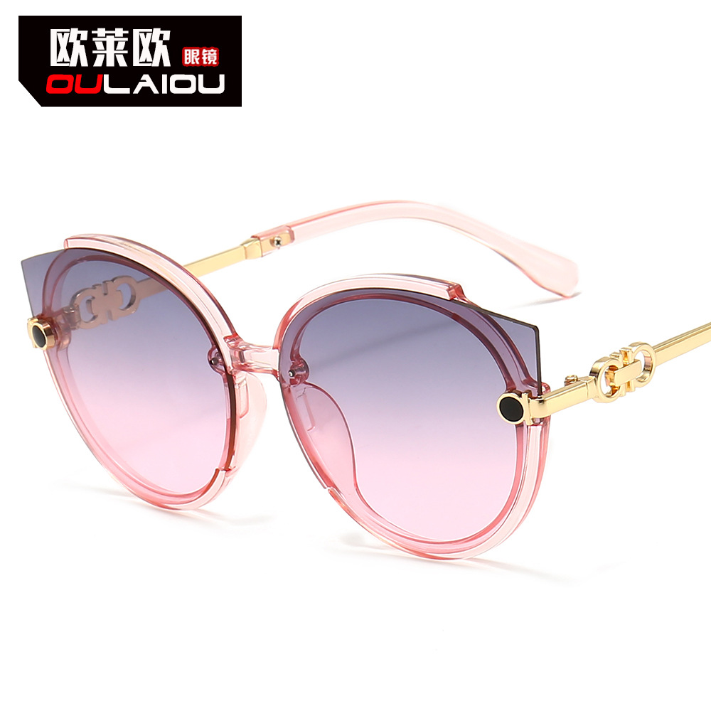 L'Oreo 2023 new personalized sunglasses female frame round metal European and American sunglasses transparent sunglasses