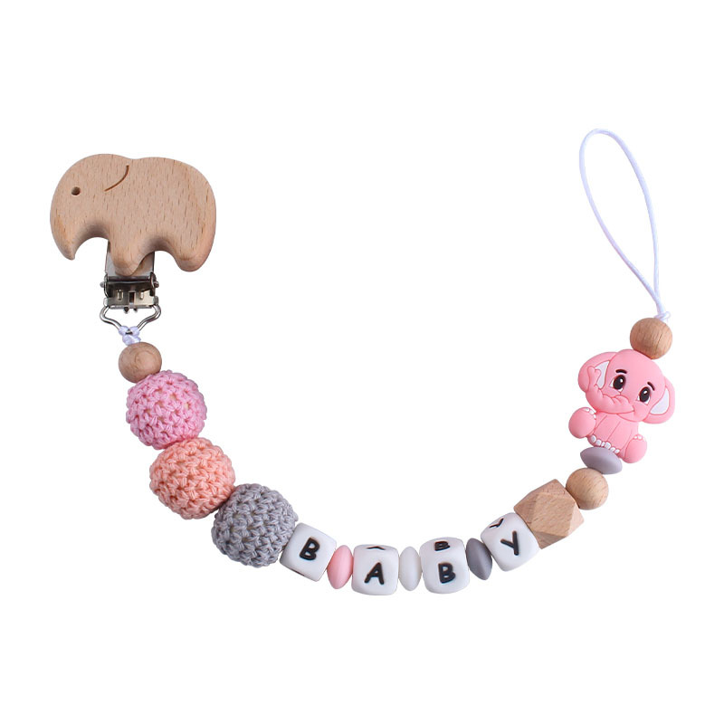 Nueva haya chupete clip elefante mordedor pulsera bebé de silicona elefante molar juguete chupete cadena anti-caída de la cadena