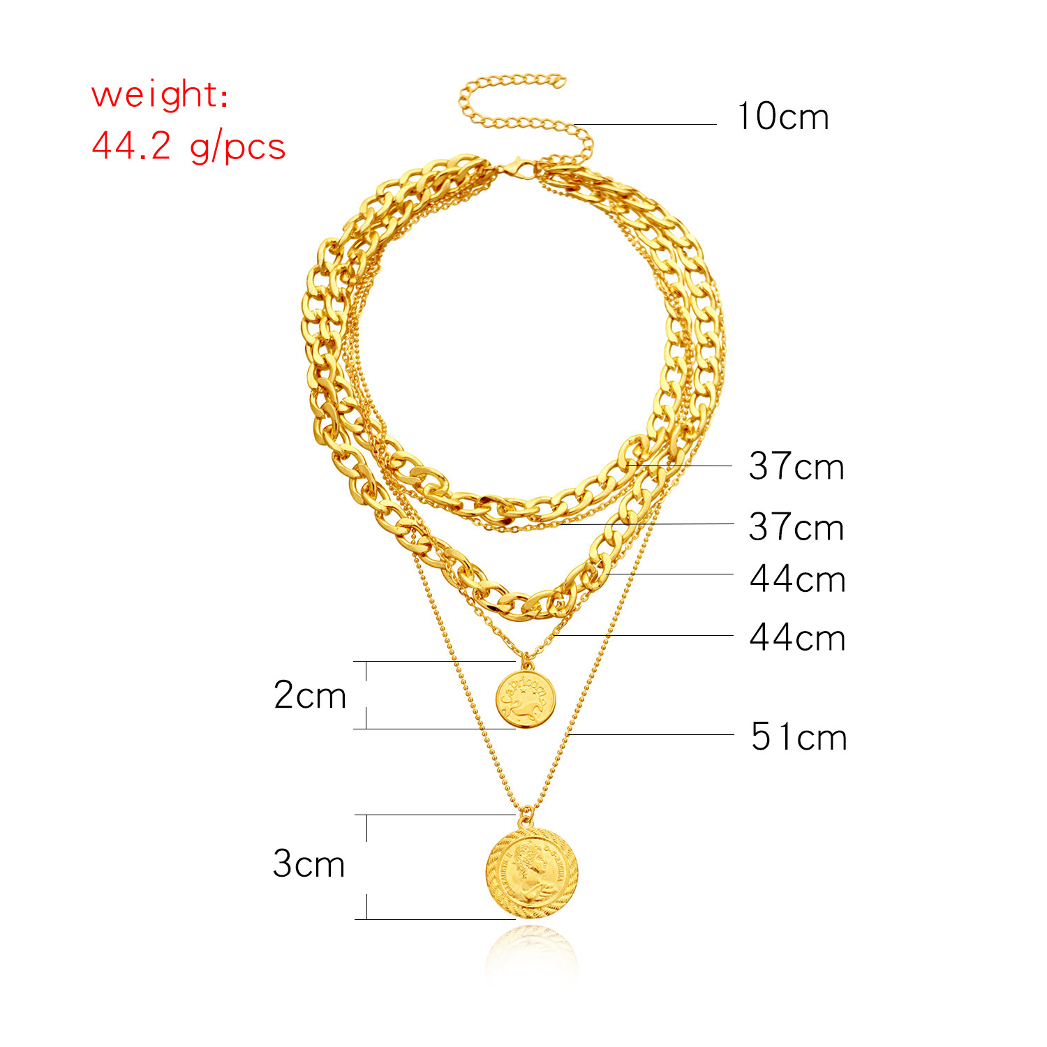 Hip Hop Rétro Vêtement De Rue Rond Alliage Placage Femmes Collier En Couches display picture 3