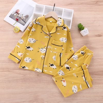 2020 Autumn and winter children Cardigan Combed pure cotton pajamas men and women Long sleeve CUHK Cotton Home service package