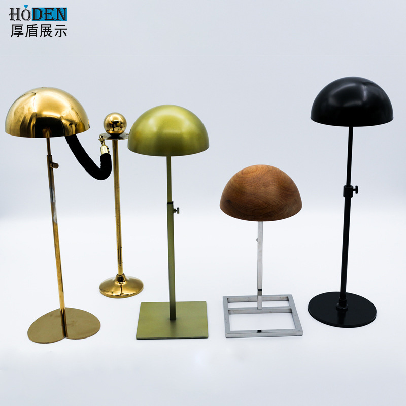 铁艺帽子展示架可调节帽架不锈钢拉丝商用立体帽架头模陈列架道具