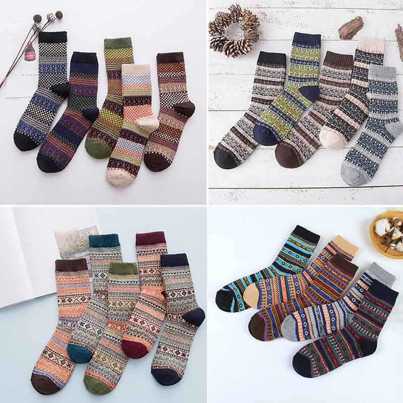 Amazon Cross-border Special for Winter Two-way Retro Rabbit Wool Socks Thickened Warm Ethnic Men's Socks Amazon Cross-border Special for Winter Two-way Retro Rabbit Wool Socks Thickened Warm Ethnic Men's Socks
