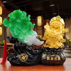 One piece of fortune-making sand gold God of Wealth jade cabbage living room wine cabinet home decorations opening ornaments handicrafts