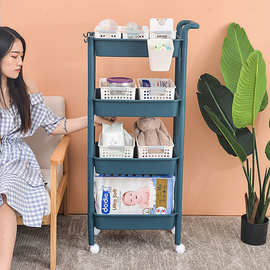 艾森卡滑轮厨房置物架 蔬菜水果整理小推车 收纳整理架浴室杂物架