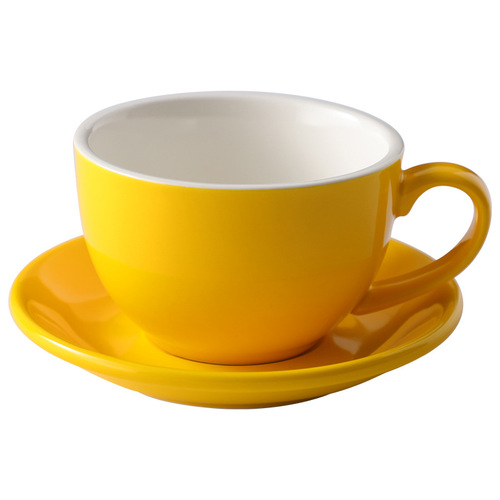 彩色350ml卡布奇诺咖啡杯套装杯碟标准比赛拉花杯拿铁杯可做logo