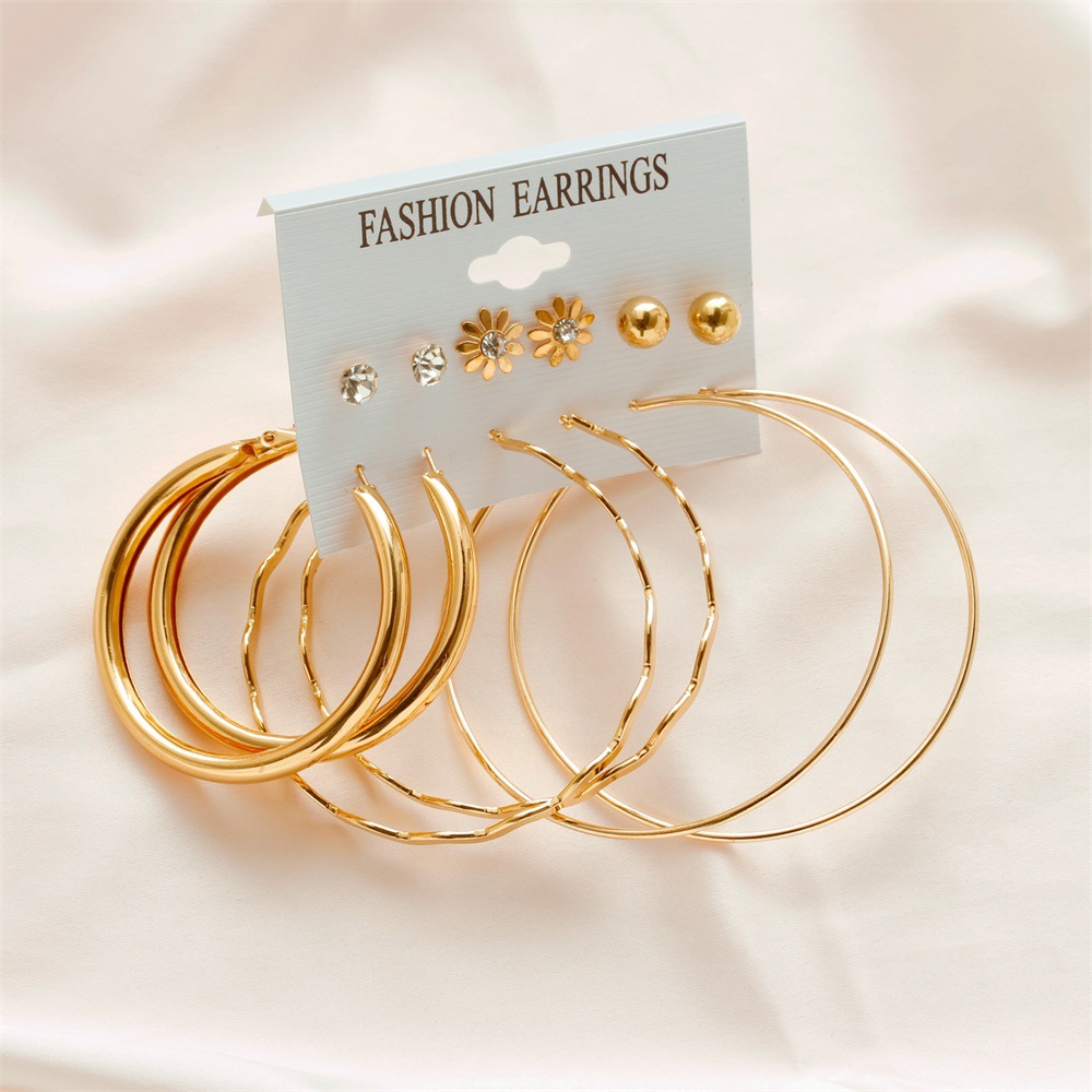 Vente Chaude Créative 6 Paires De Boucles D&#39;oreilles Simples Grand Cercle Mis En Gros display picture 7