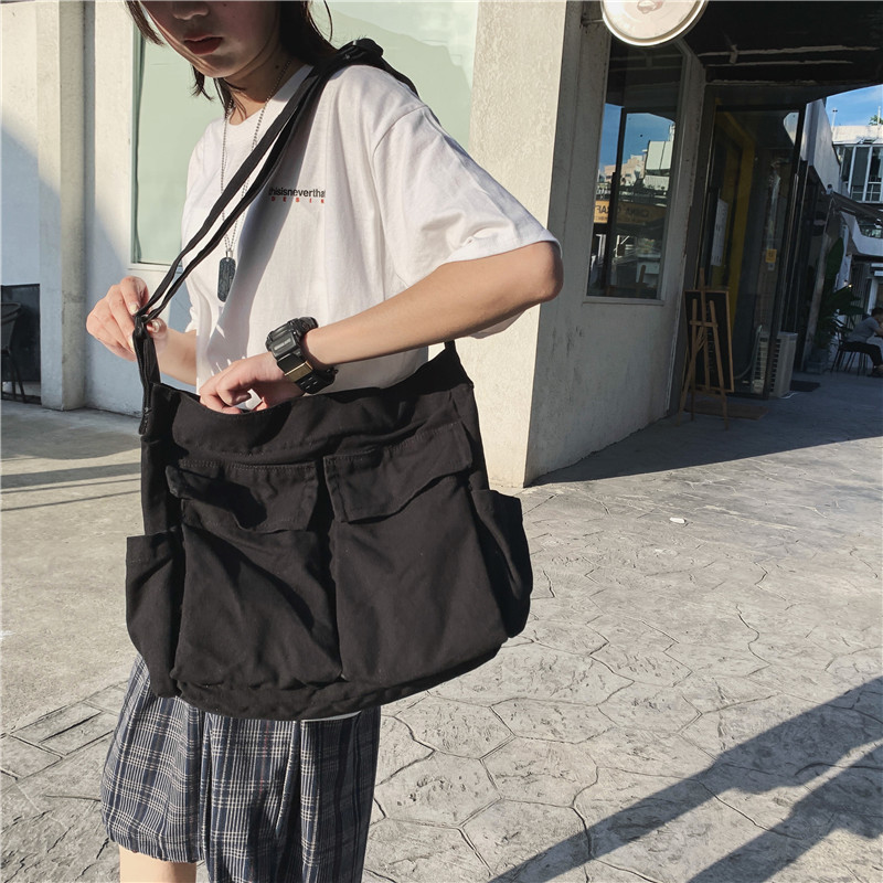 Literary and artistic youth shoulder bag ins versatile large capacity canvas bag summer college student class Bag Messenger Bag women's bag