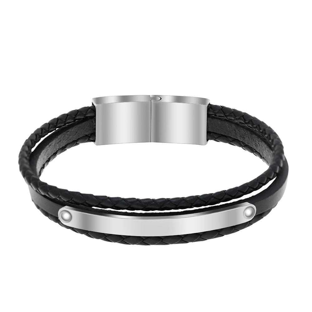 Cross-border stainless steel black leath...