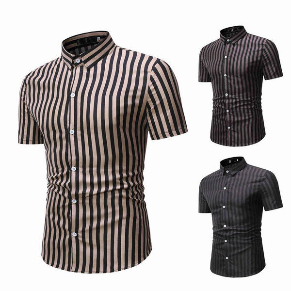 Summer men’s casual stripe short sleeve shirt