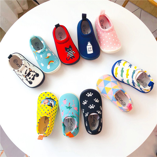 Japanese single children's stretch fabric canvas shoes baby kindergarten toddler shoes one-foot indoor shoes for boys and girls