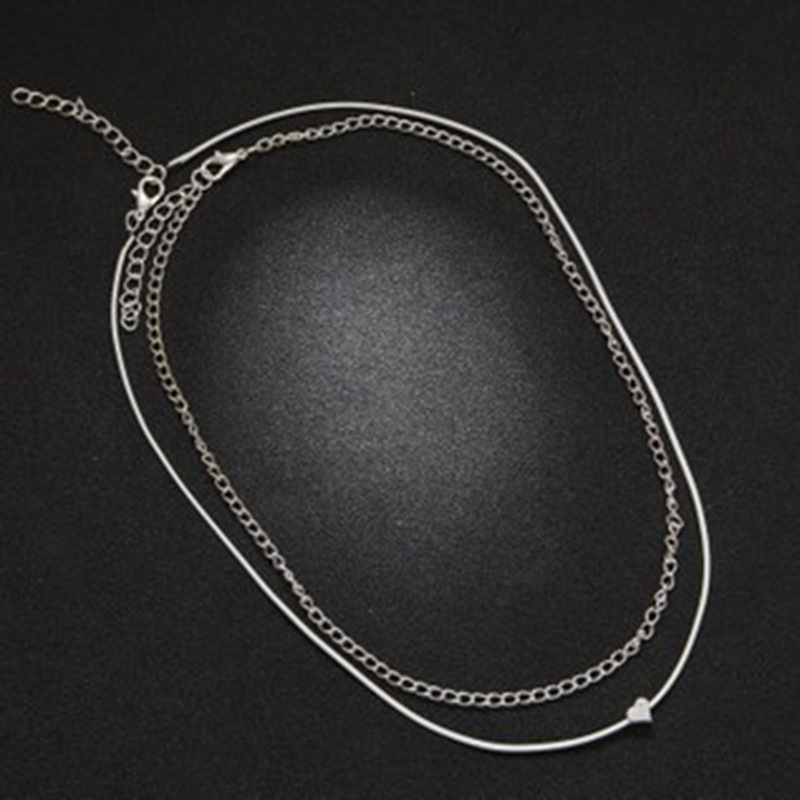 Beach Love Multi-Layer  Heart-Shaped Chain Retro Silver Foot Jewelry
