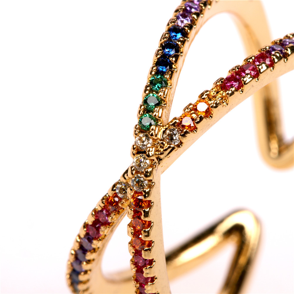 الاكسسوارات بيع الساخنة مفتوحة هندسية الصليب الأزياء الماس مؤشر البنصر الجملة Nihaojewelry display picture 3