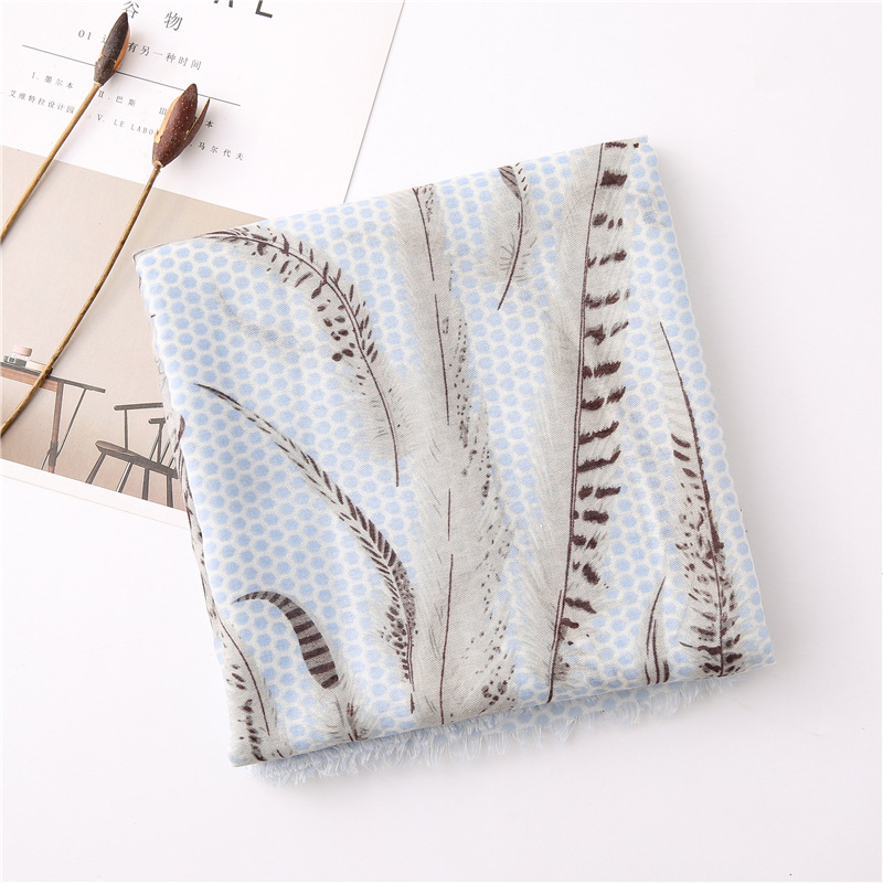 Cotton And Linen Scarf Women Spring And Autumn Wild Feather Plain Pattern Long Shawl Women Suppliers China display picture 18