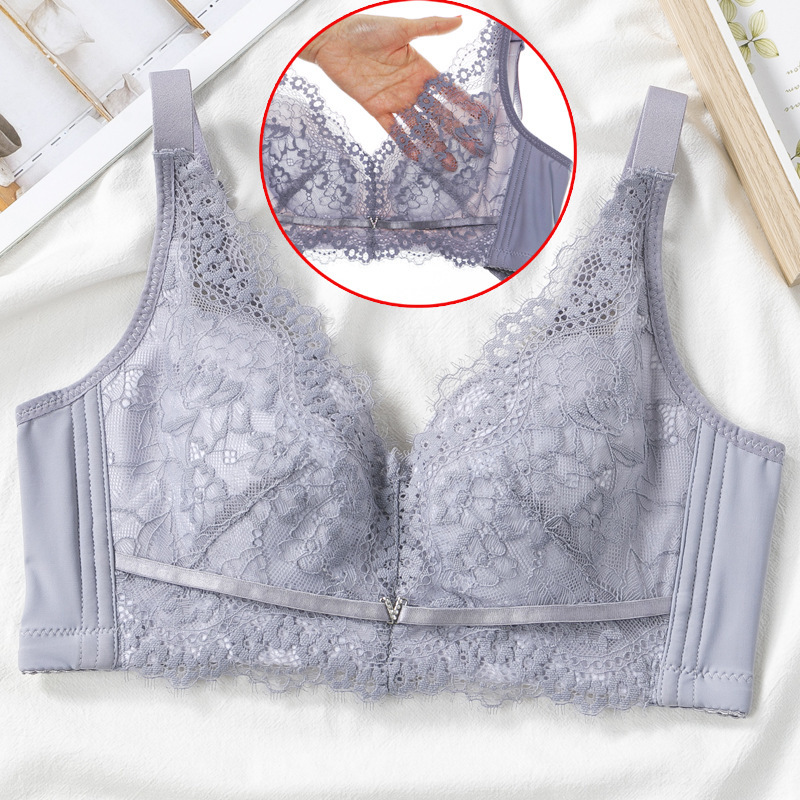 No Sponge No Steel Ring Summer Ultra-thin Lace Underwear Punch Breathable Padded Large Chest Bra