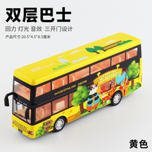 嘉业新款3D打印双层巴士合金大巴公交回力声光玩具车CS0323盒