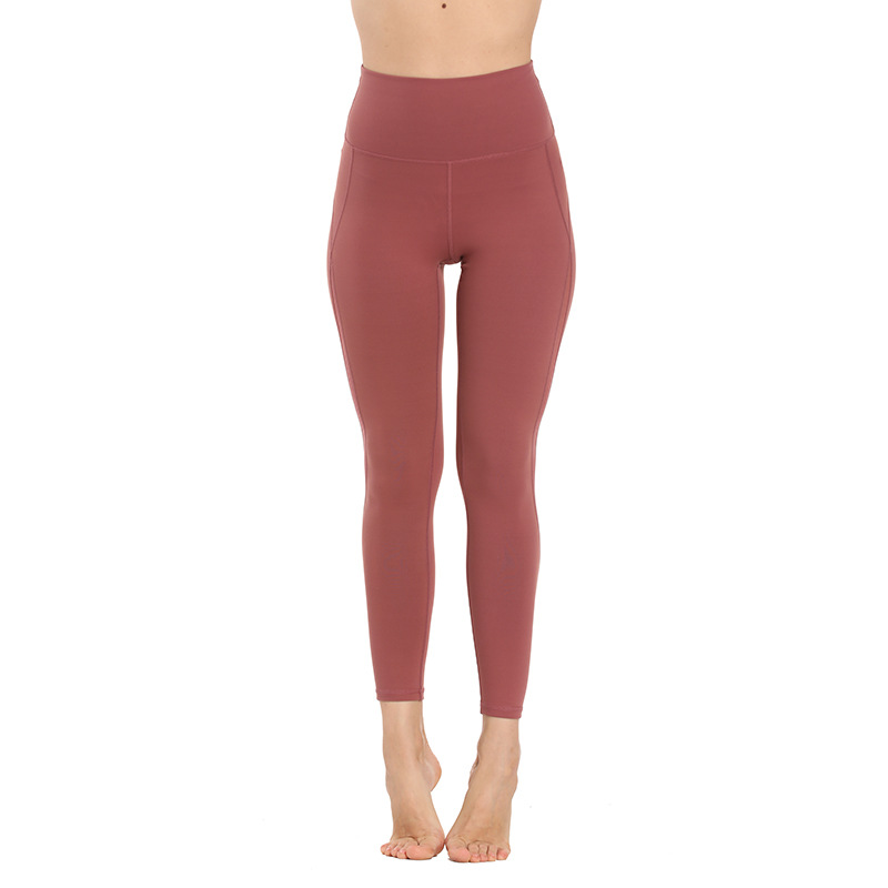 定制！春夏款纯色运动瑜伽裤双面锦纶修身健身裤提臀紧身裤