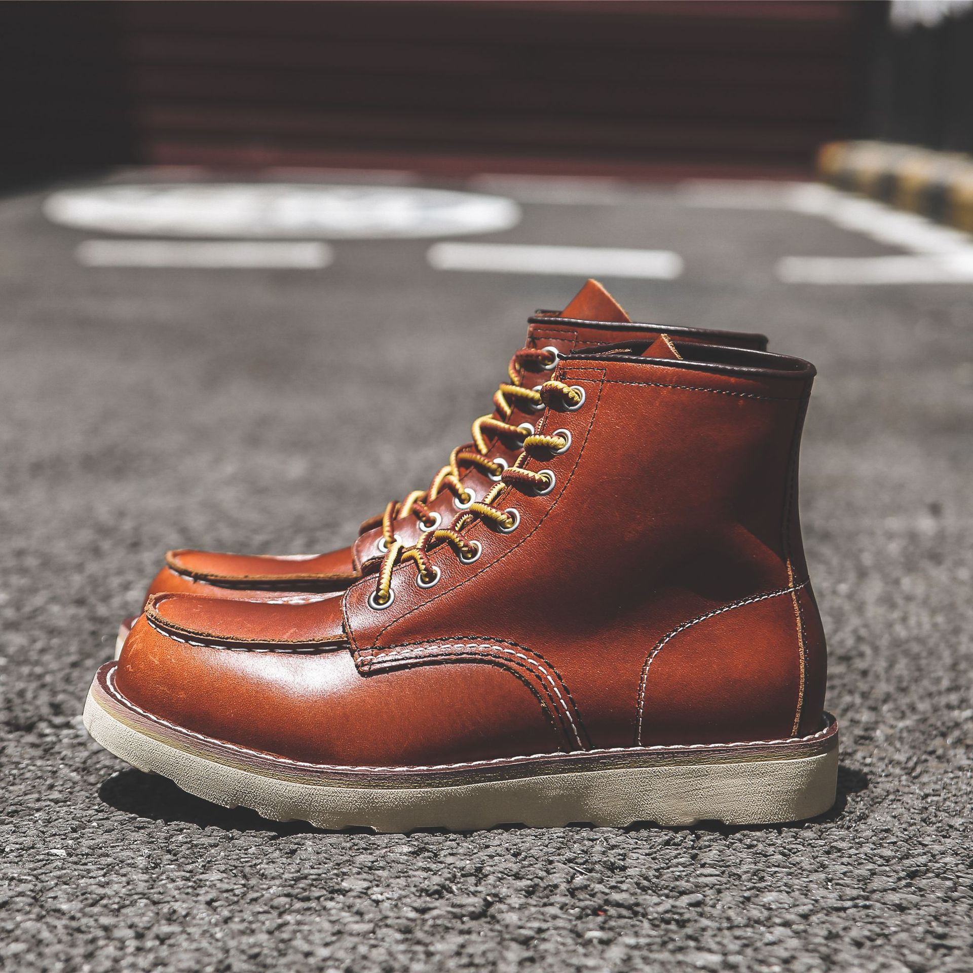 Title 41, Stivali Martin piatti slip-on retrò da lavoro d...