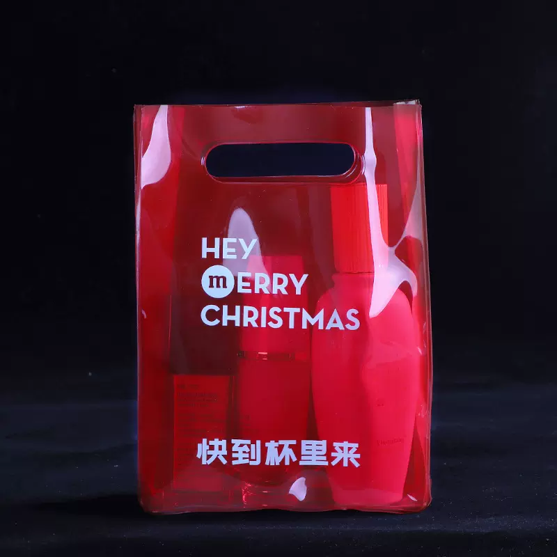 定制款透明化妆收纳袋 可印logo购物炫彩镭射手提pvc袋可批发