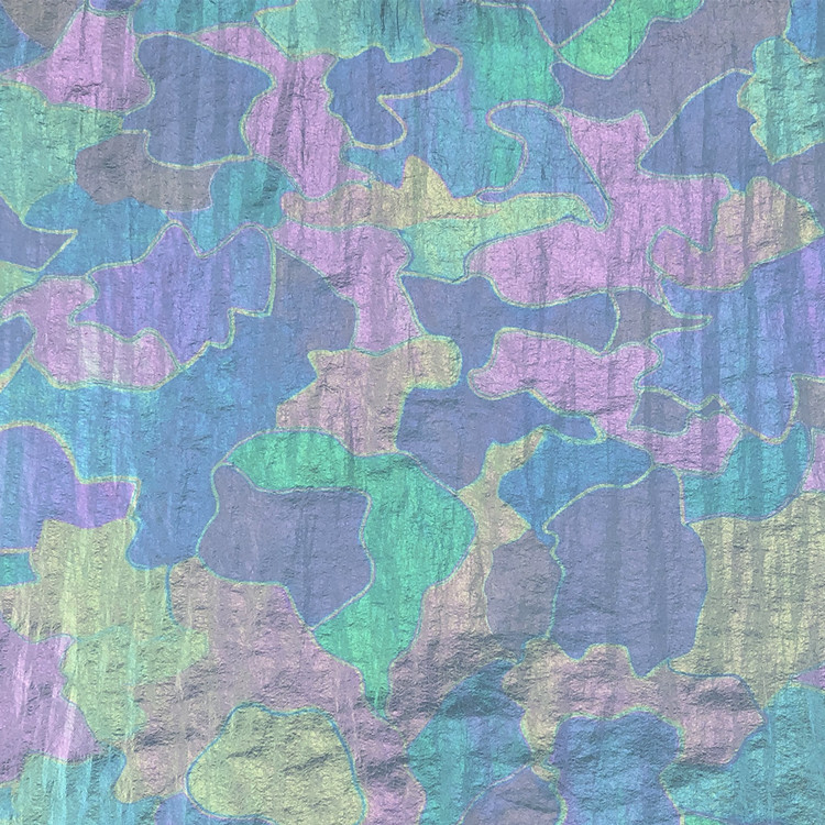新款幻彩羽绒服面料 高牢度微皱金属感面料 迷彩烫金羽绒服布料