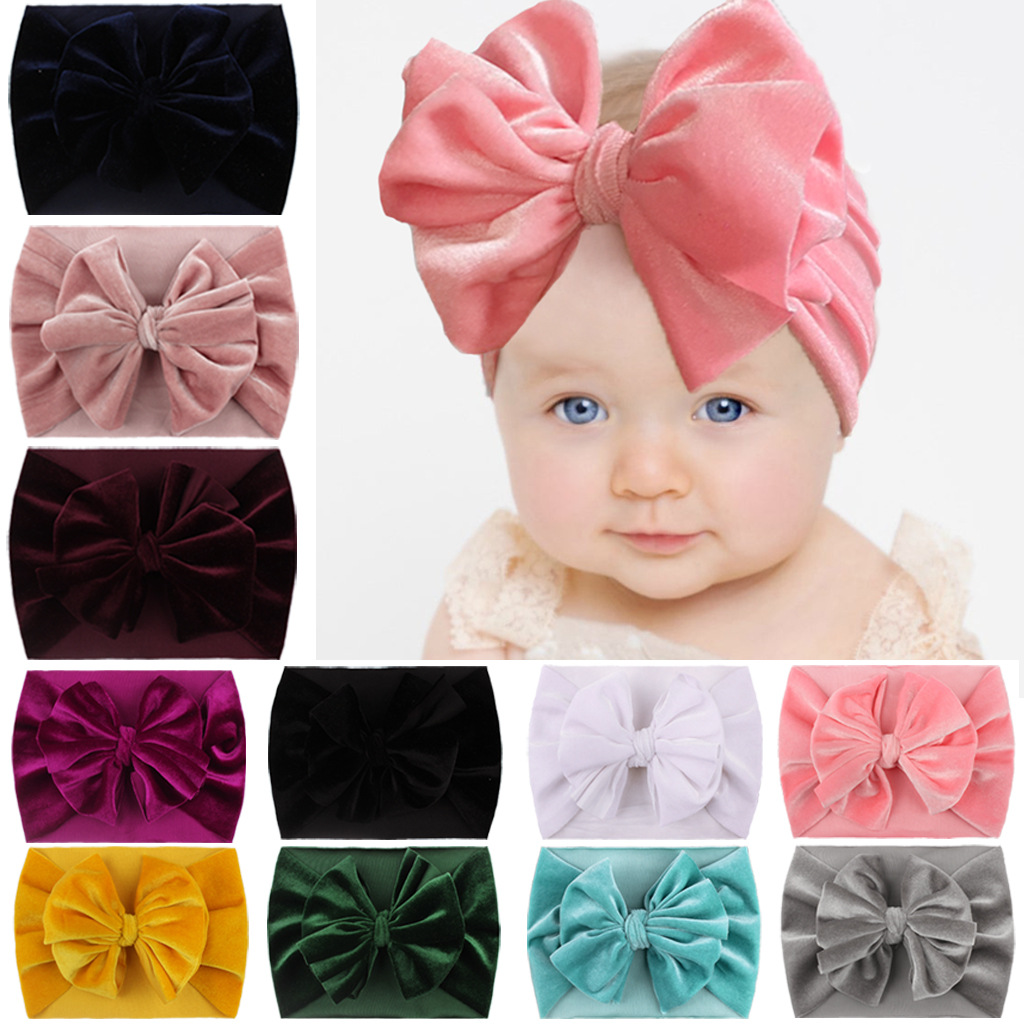 Fashion Bow Knot Gold Velvet Knitted Hair Band 1 Piece display picture 3