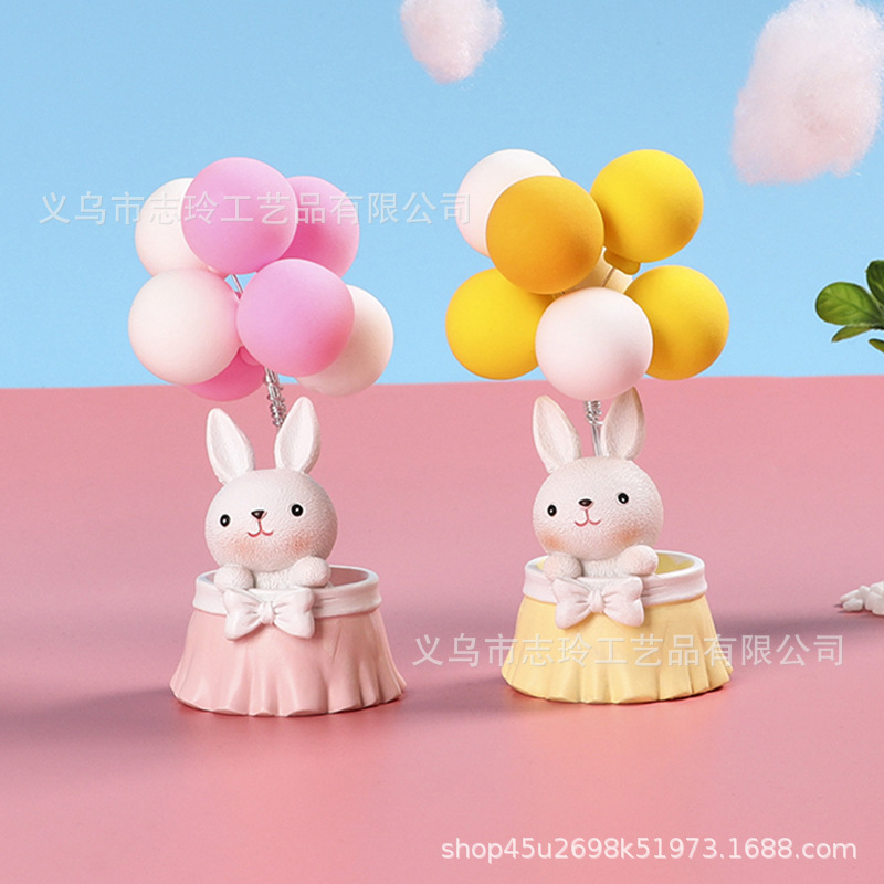 만화 고백 풍선 귀여운 토끼 베이킹 생일 케이크 장식품 크리 에이 티브 자동차 자동차 장식 수지