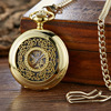 new pattern classic Hollow Broken flowers fully automatic Mechanical pocket watch Flip Retro lady Antique gift watch