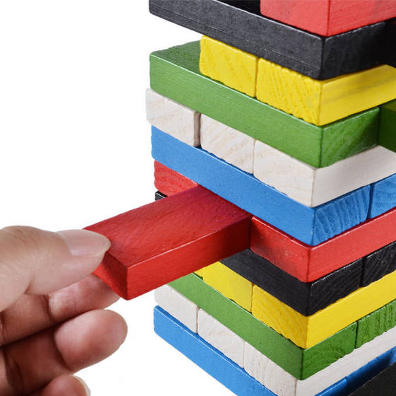 Pine stacked high building blocks 54 children's digital color stacked puzzle wooden early education toys manufacturers wholesale