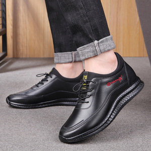 秋季新款黑色增高6cm低帮休闲懒人鞋男增高8cm乐福鞋男百搭皮鞋男