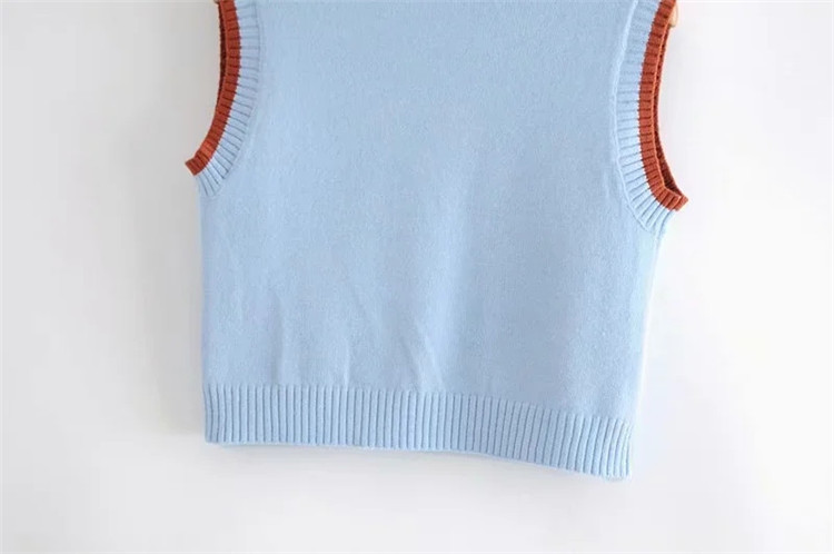 autumn and winter casual simple small V-neck sleeveless sweater NSLD16619