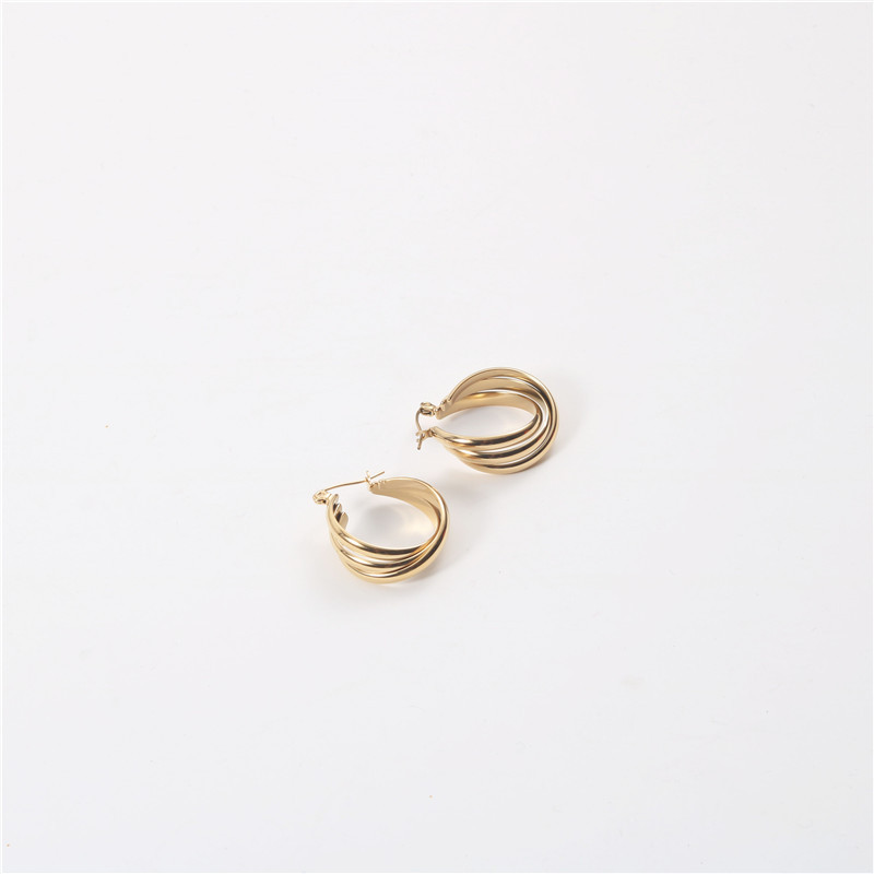 Earrings Classification 1 Pair Quantity PVD Coated 18K Gold Real Gold Plated Solid Color 201 Stainless Steel Fashion Waterproof Non Tarnish Earrings