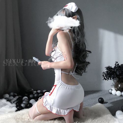 Yiyue Sexy Lingerie Female Sexy Suspender Backless Gentle Cute Soft Cute Nurse Uniform Temptation Set 9032