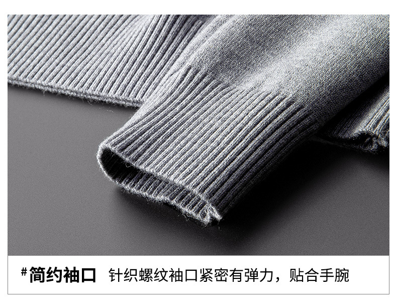 帮手描述图：半高领毛衣男装2020秋冬季针织衫中领厚款加绒打