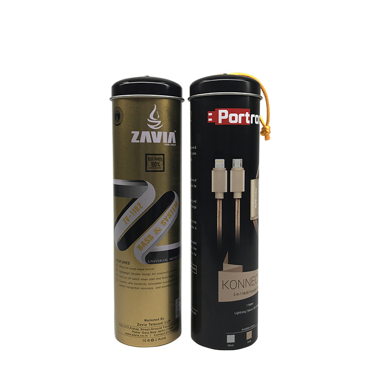 马口铁铅笔筒圆形笔盒iphone7S数据线包装盒 文具赠品铁罐