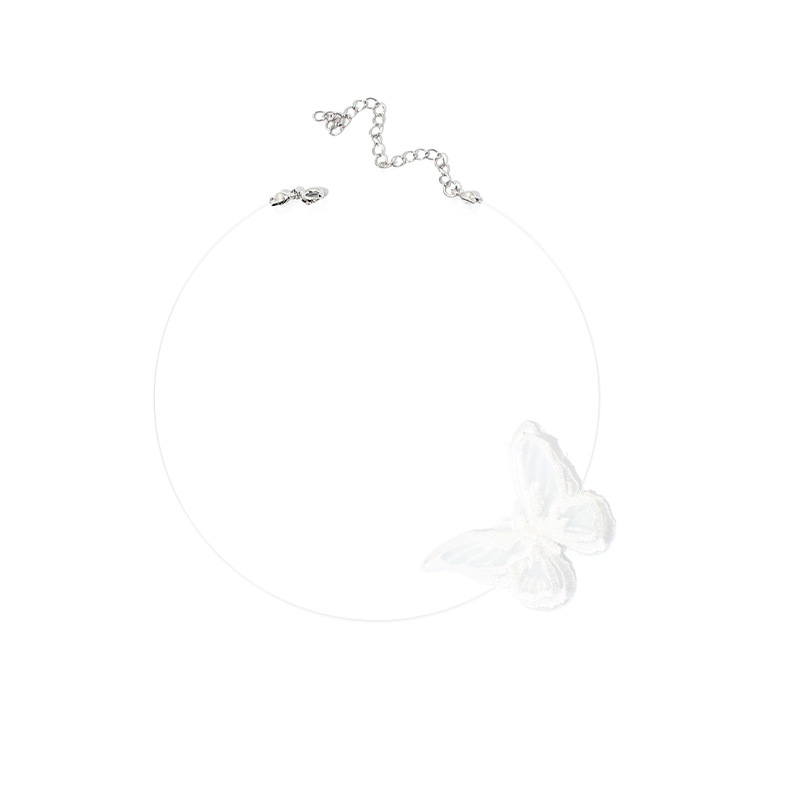 Ins Transparente Fischs Chnur Schmetterlings Halsband Einfache Spitze Fairy Qi Schlüsselbein Halskette Mode Kurze Chocker Halskette Frauen display picture 4