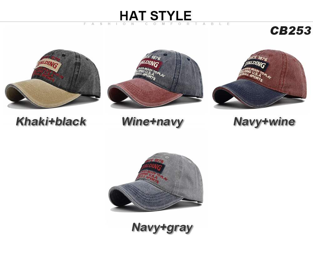 New washed three-dimensional baseball cap with patchwork denim patch embroidered duckbill sunshade hat_voghion.com