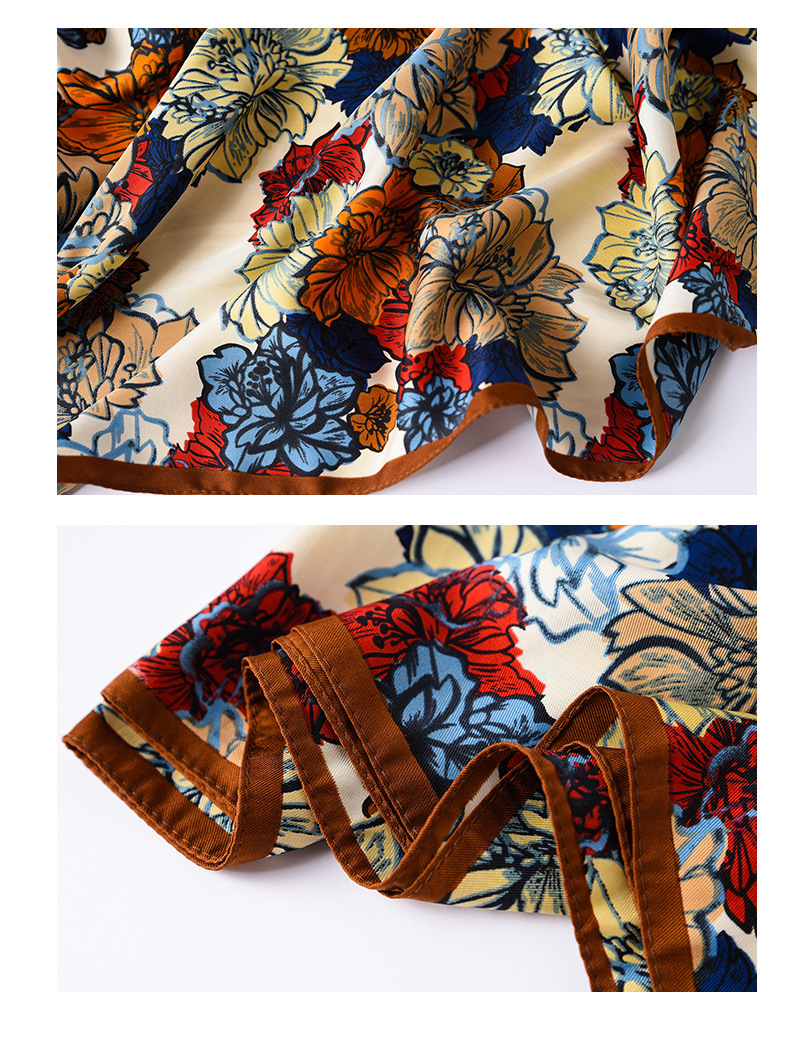 Retro Floral Square Fashion Silk Scarf display picture 9