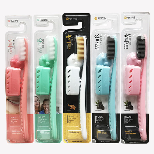 Korean Wangda 688 toothbrush large head soft bristles with suction cup holder toothbrush cover Mr. Bai gold and silver charcoal bristles wholesale