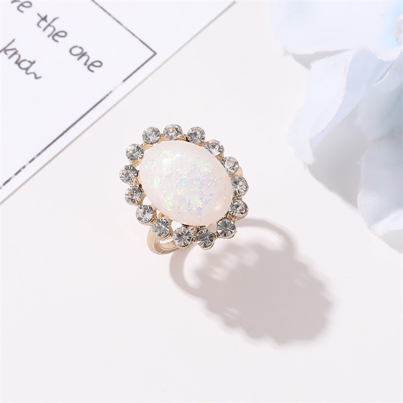 New Exaggerated Sun Flower Ring Baroque Opal Index Finger Ring Women display picture 5