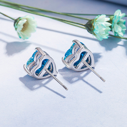 Wish heart-shaped opal earrings for women European and American colorful stone zircon earrings cross-border supply jewelry