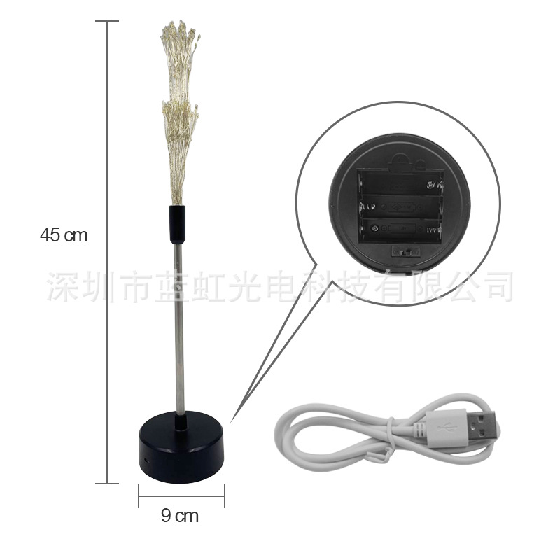 跨境电商室内LED树枝台灯电池盒USB烟花灯酒吧餐厅氛围爆炸星