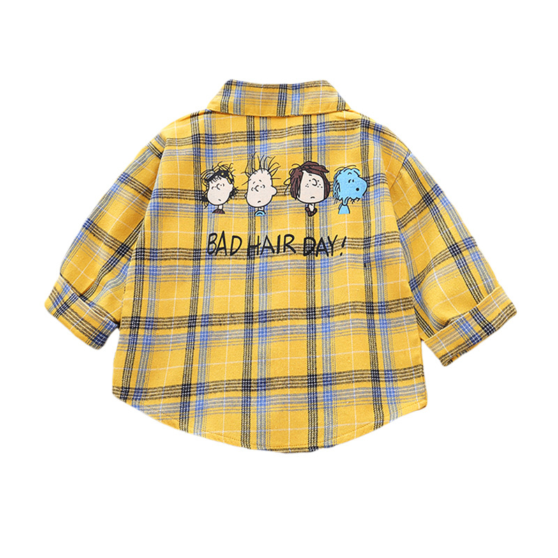 Camisa de manga larga para niños Plaid Baby Spring Top cardigan para niños ropa para niños Camisa de solapa de primavera y otoño para niños de estilo occidental
