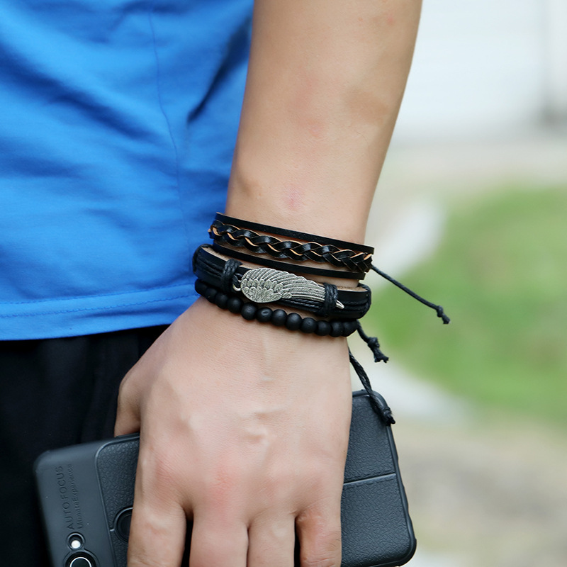 Fashion new multi-layer woven retro cowhide simple  believe leather bracelet
