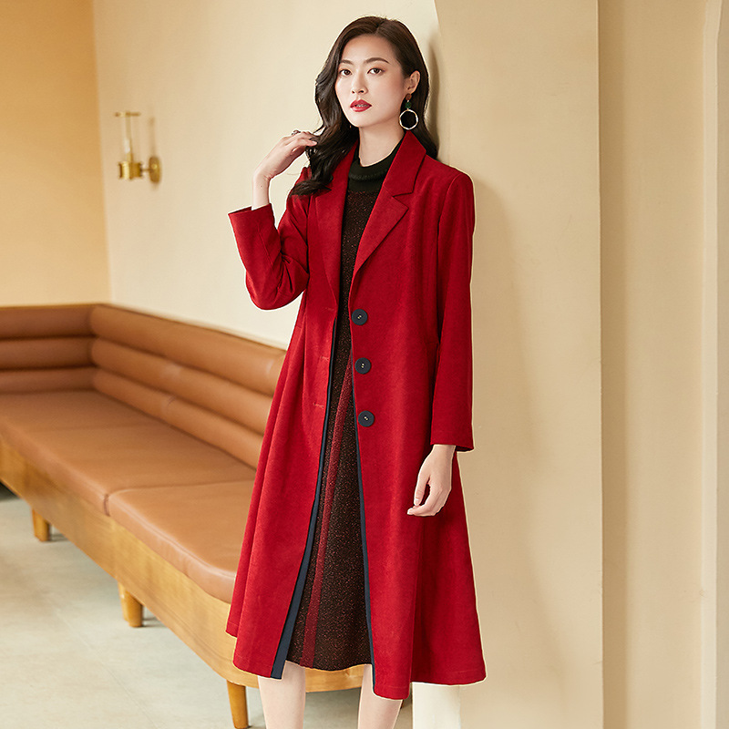 Creative models 2020 Autumn Foreign trade temperament Korean Edition tailored collar Self-cultivation Ladies Woolen coat Ladies Windbreaker