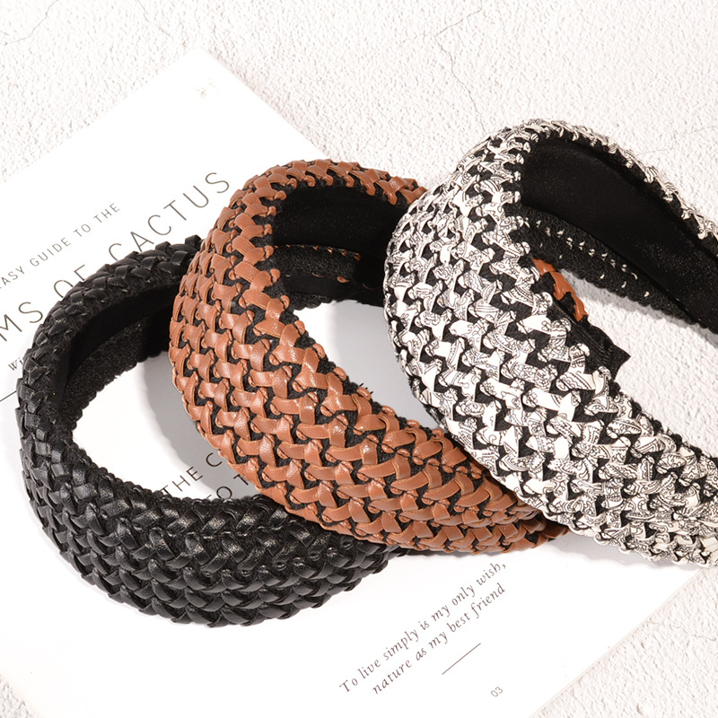 Knotted Leather Braided Headband display picture 3